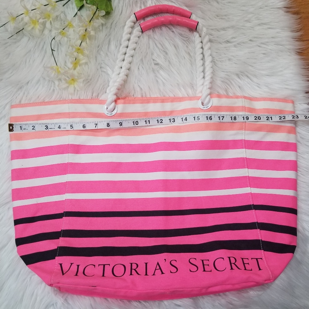 VICTORIA'S SECRET Beach Tote Bag With Multicolored Stripes....